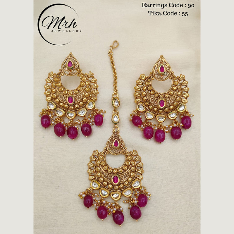 Jewel Addiction Copper Gold Plated Earrings With Mangtikka