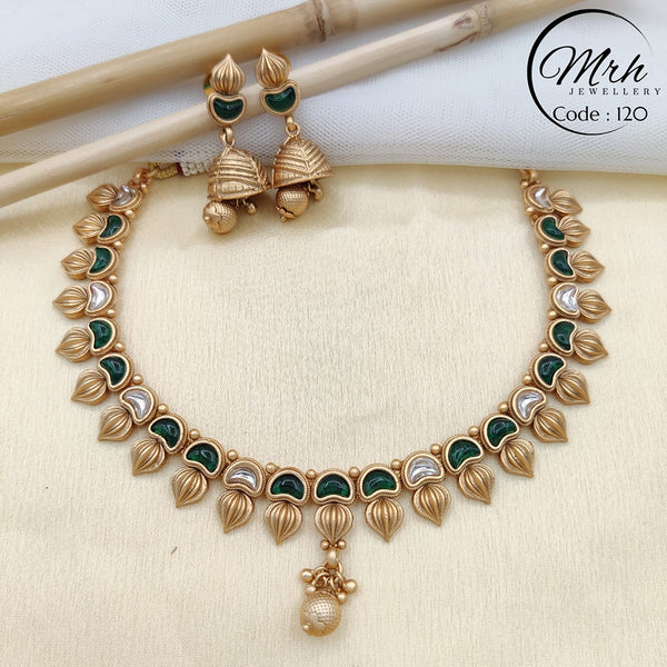 Jewel Addiction Copper Gold Kundan Stone Necklace Set