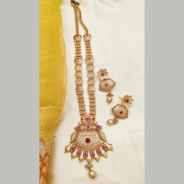 Jewel Addiction Gold Plated Pota Stone Long Necklace Set