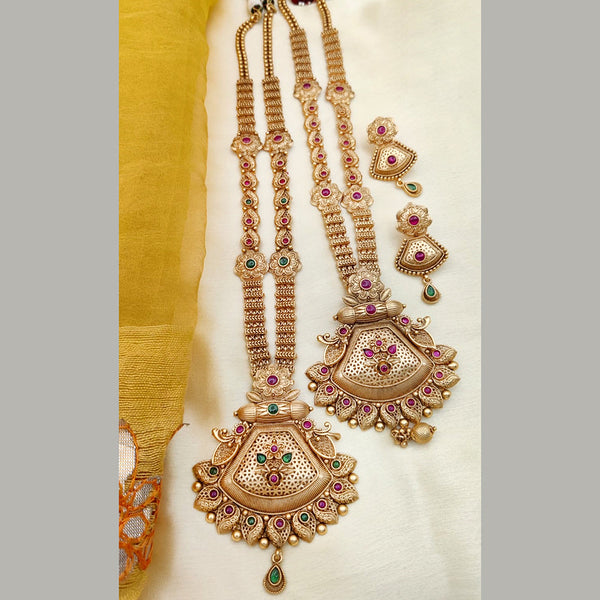 Jewel Addiction Gold Plated Pota Stone Long Necklace Set