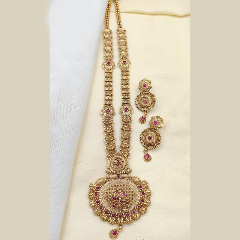 Jewel Addiction Gold Plated Pota Stone Long Necklace Set