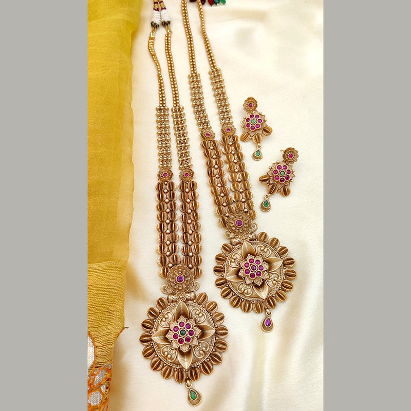 Jewel Addiction Gold Plated Pota Stone Long Necklace Set