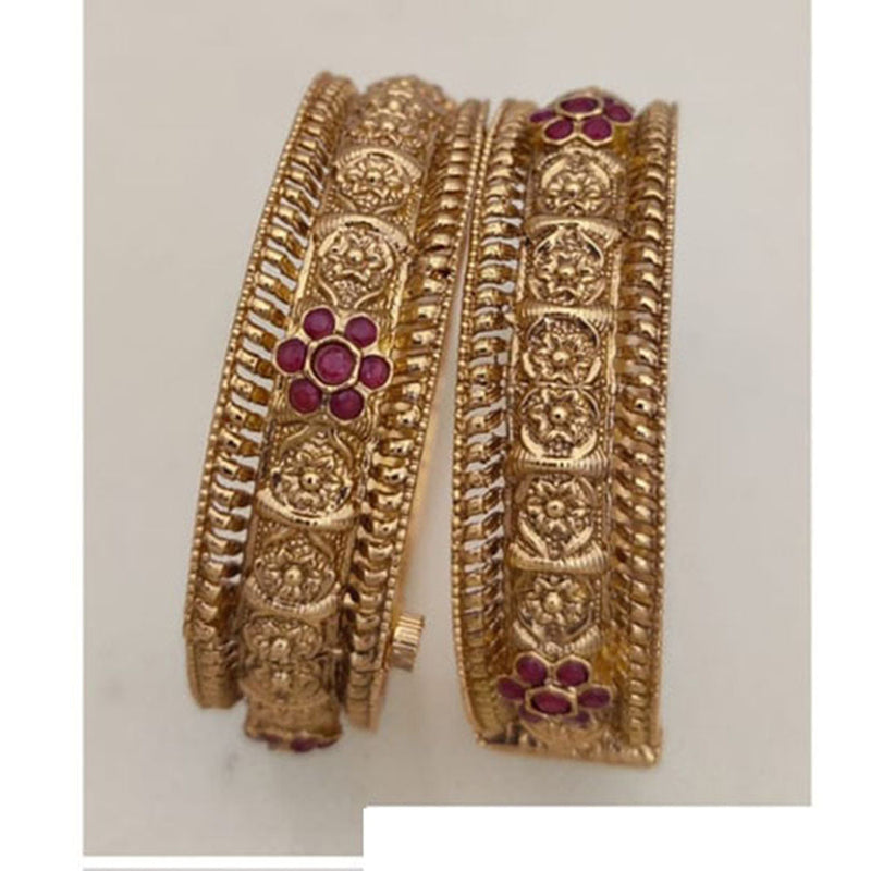 Jewel Addiction Gold Plated Pota Stone Openable Bangles Set