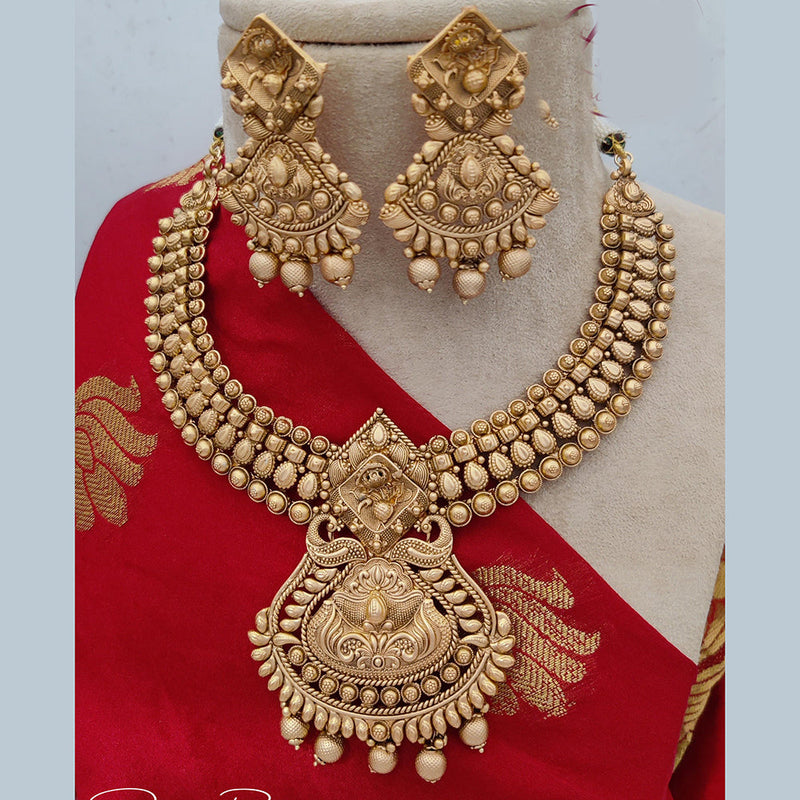 Jewel Addiction Copper Rajwadi Finish Pota Stone Necklace Set