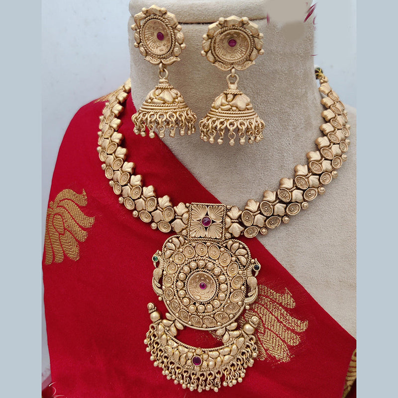 Jewel Addiction Copper Rajwadi Finish Pota Stone Necklace Set