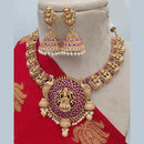Jewel Addiction Copper Rajwadi Finish Pota Stone Temple Necklace Set