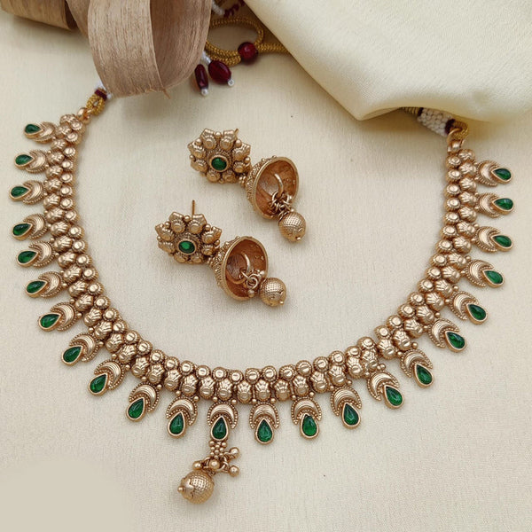 Jewel Addiction Copper Rajwadi Finish Pota Stone Necklace Set