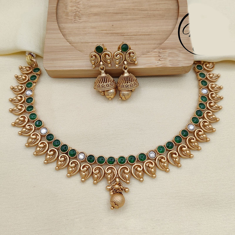 Jewel Addiction Copper Rajwadi Finish Pota Stone Necklace Set