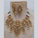 Jewel Addiction Copper Rajwadi Finish Pota Stone Temple Necklace Set