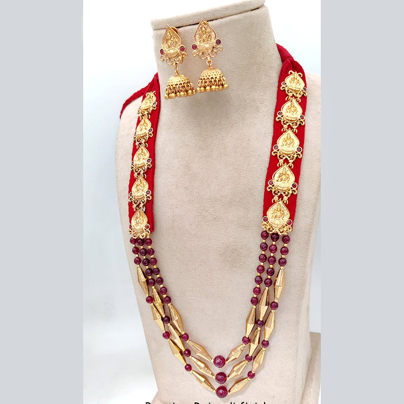 Jewel Addiction Copper Rajwadi Finish Temple Long Necklace Set