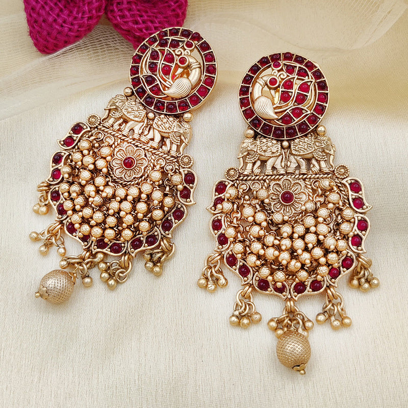 Jewel Addiction Copper Rajwadi Finish Pota Stone Dangler Earrings