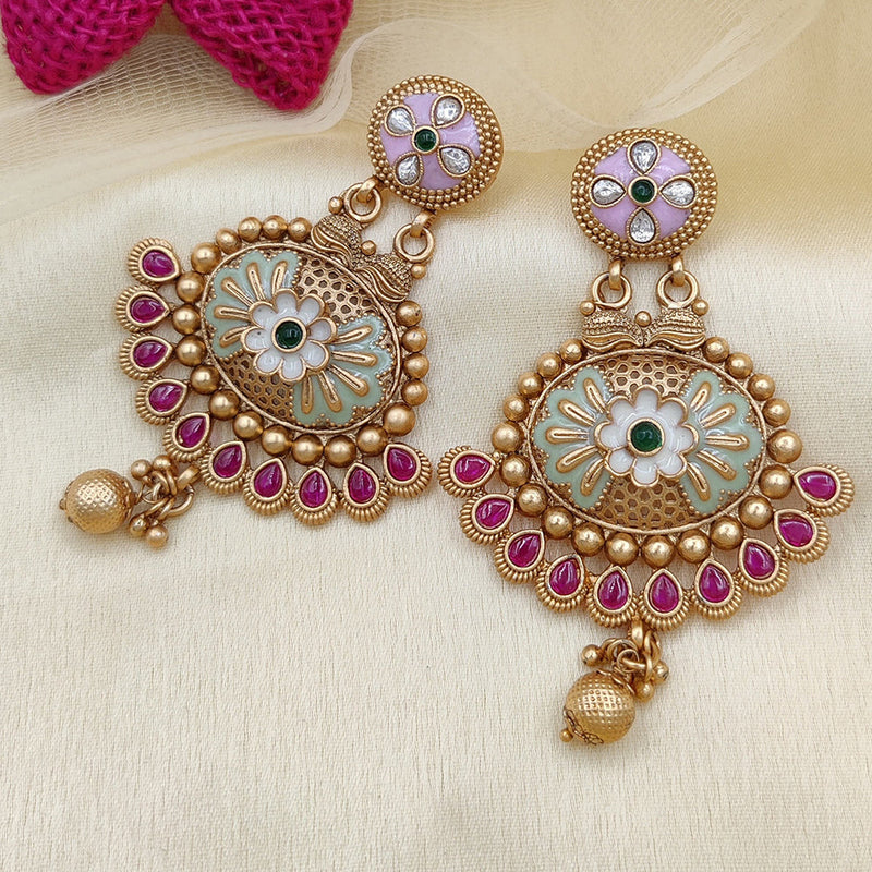 Jewel Addiction Copper Rajwadi Finish Pota Stone Dangler Earrings