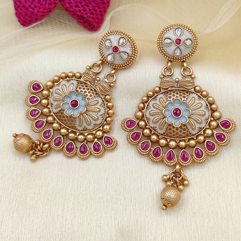 Jewel Addiction Copper Rajwadi Finish Pota Stone Dangler Earrings