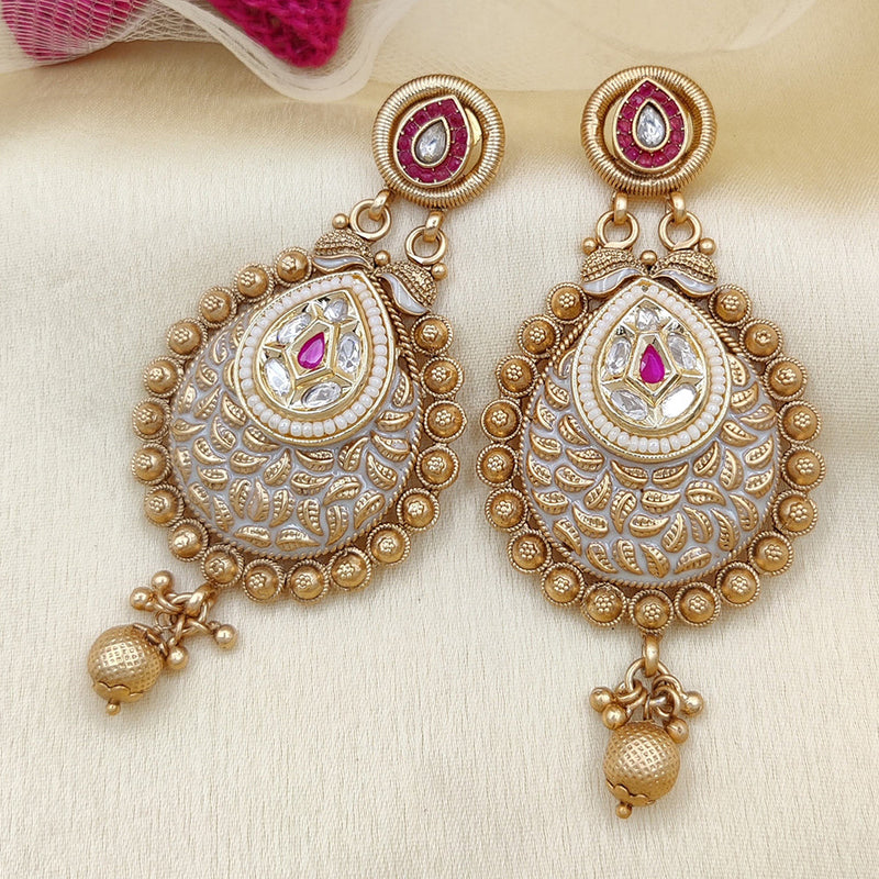 Jewel Addiction Copper Rajwadi Finish Pota Stone Dangler Earrings