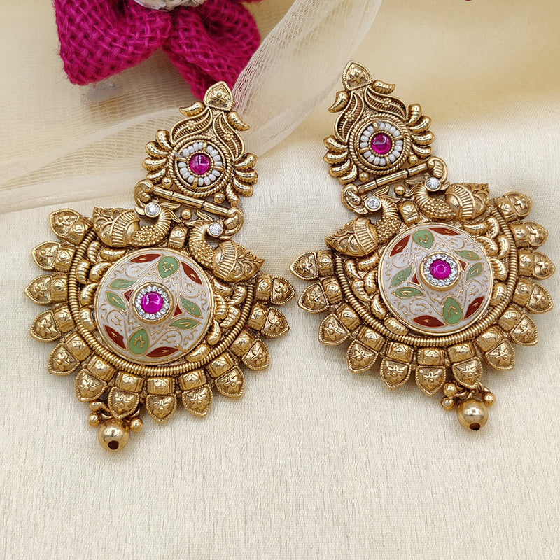 Jewel Addiction Copper Rajwadi Finish Pota Stone Dangler Earrings