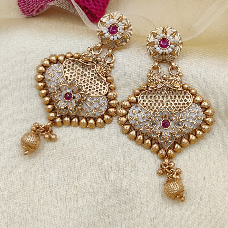 Jewel Addiction Copper Rajwadi Finish Pota Stone Dangler Earrings