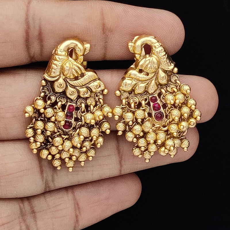 Jewel Addiction Copper Rajwadi Finish Pota Stone Dangler Earrings