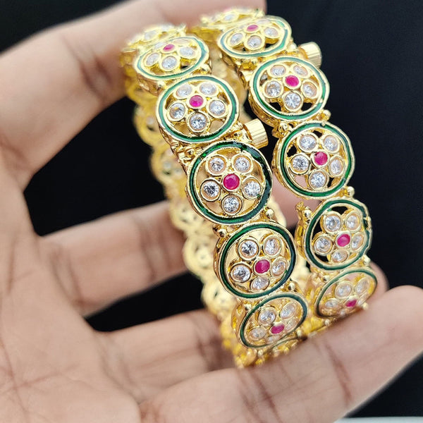 Jewel Addiction Gold Plated Kundan Openable Bangles Set