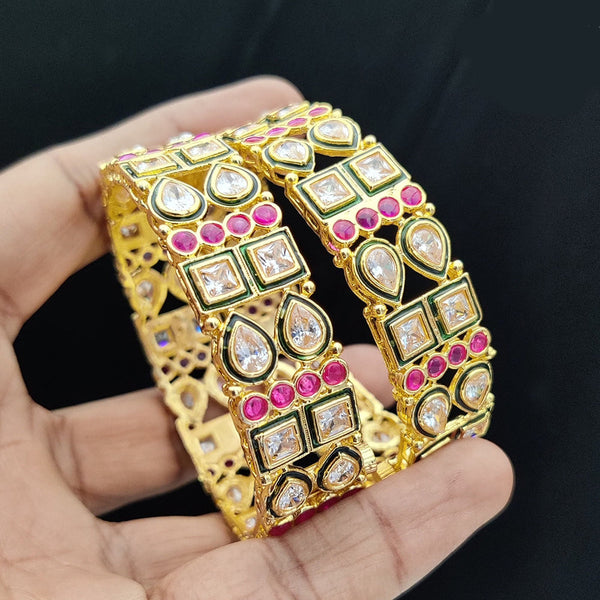 Jewel Addiction Gold Plated Kundan Openable Bangles Set