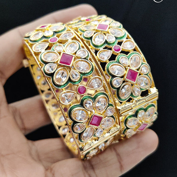 Jewel Addiction Gold Plated Kundan Openable Bangles Set