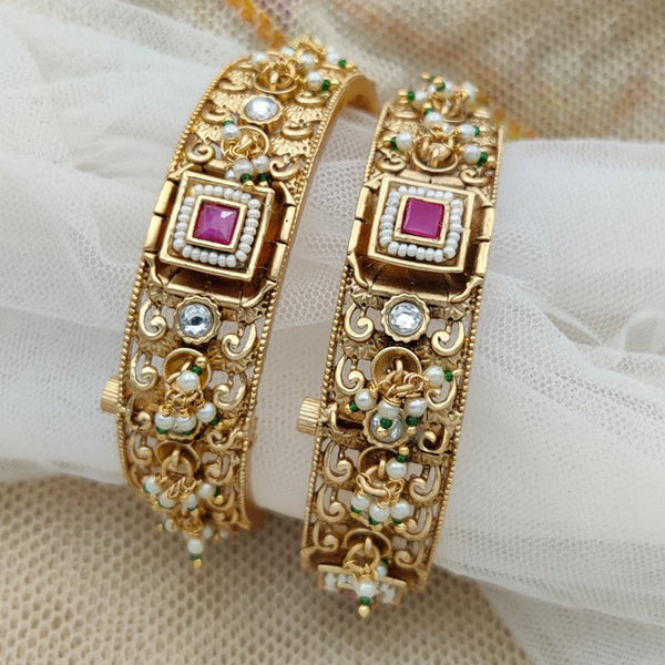 Jewel Addiction Gold Plated Kundan Openable Bangles Set