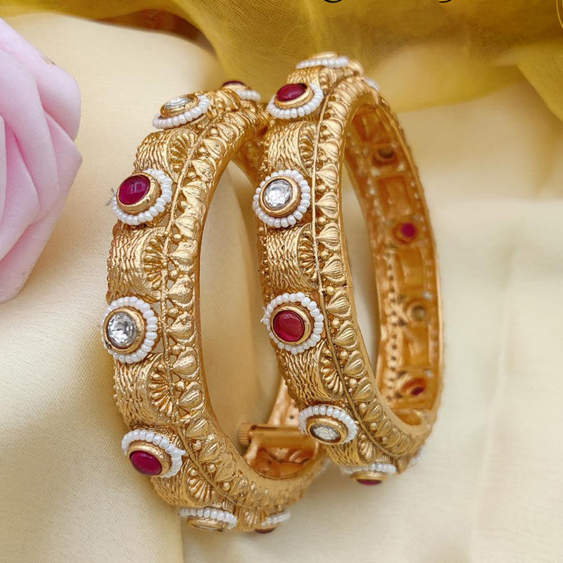 Jewel Addiction Copper Rajwadi Finish Openable Bangles Set