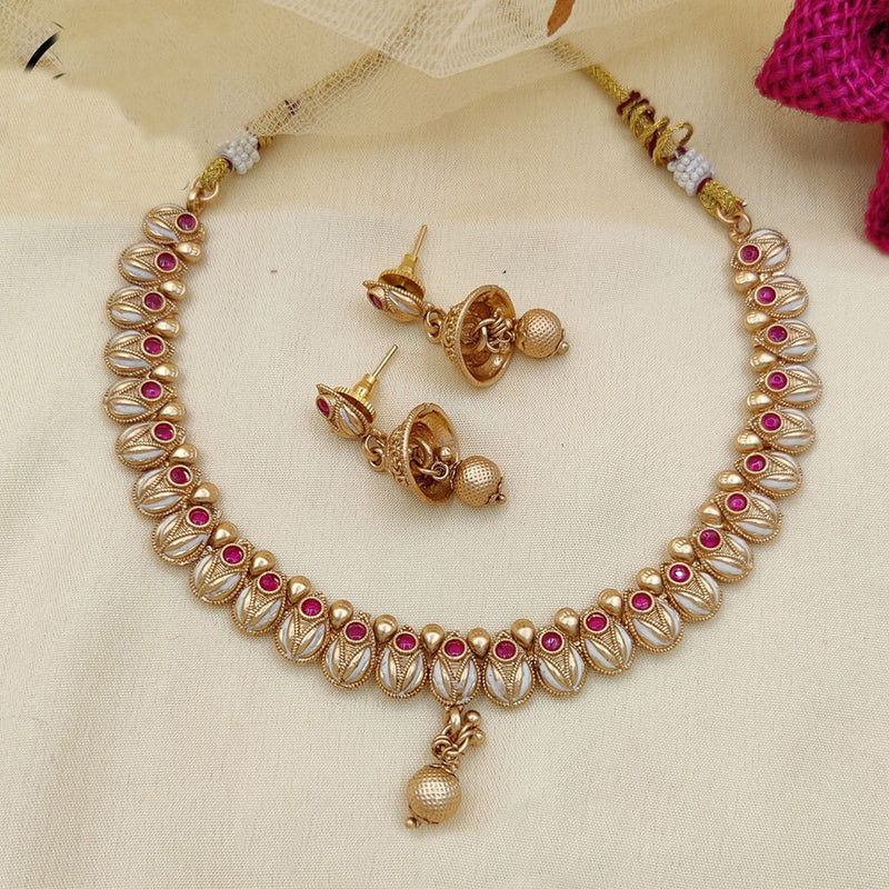 Jewel Addiction Copper Gold Pota Stone Necklace Set