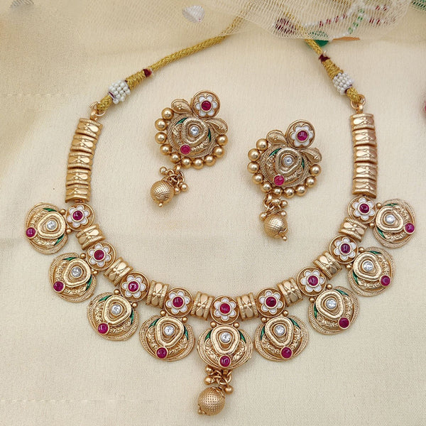 Jewel Addiction Copper Gold Pota Stone Necklace Set