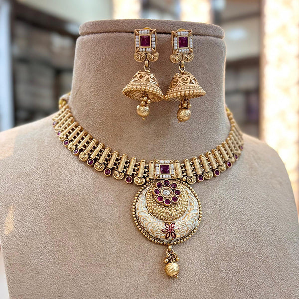 Jewel Addiction Copper Gold Pota Stone Necklace Set