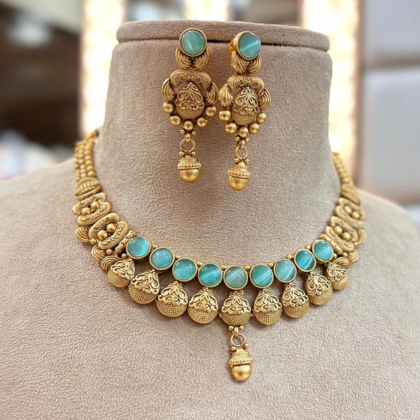 Jewel Addiction Copper Gold Pota Stone Necklace Set