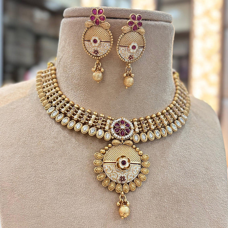 Jewel Addiction Copper Gold Pota Stone Necklace Set