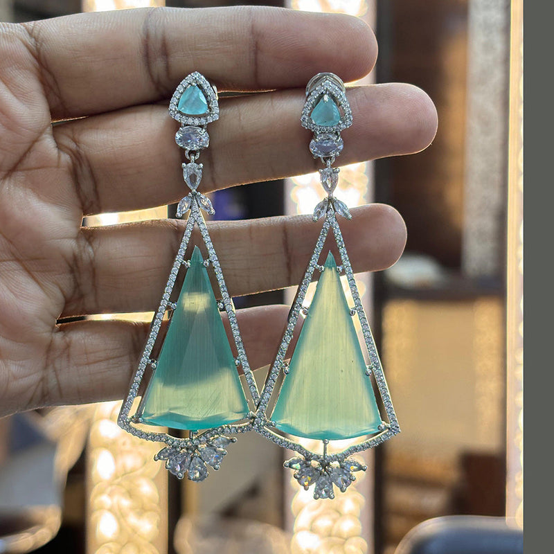 Jewel Addiction Silver Plated Crystal Stone Dangler Earrings