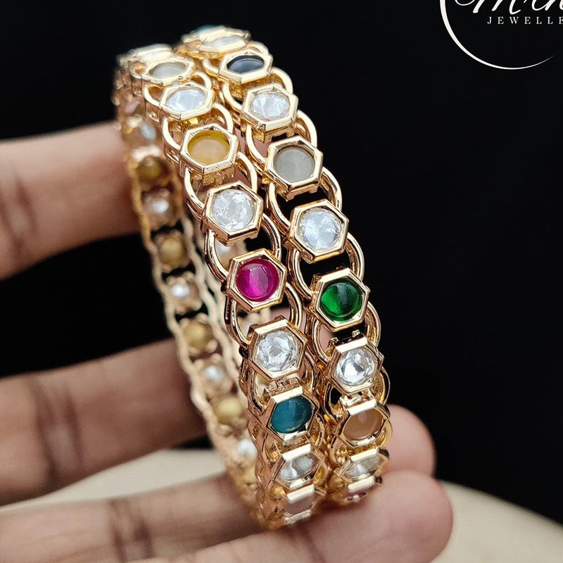 Jewel Addiction Gold Plated Kundan Stone Bangle Set