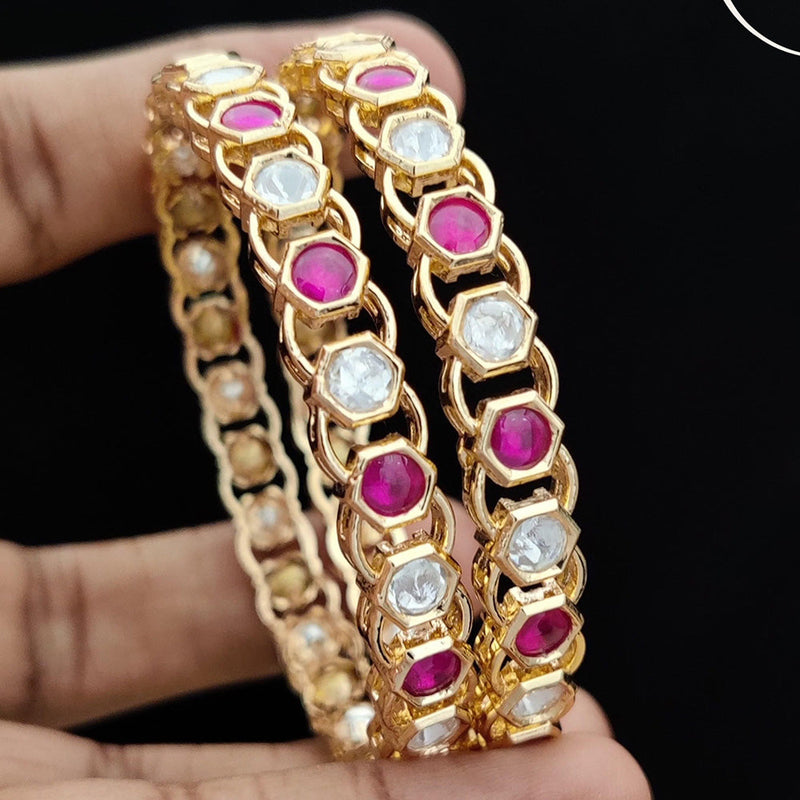 Jewel Addiction Gold Plated Kundan Stone Bangle Set