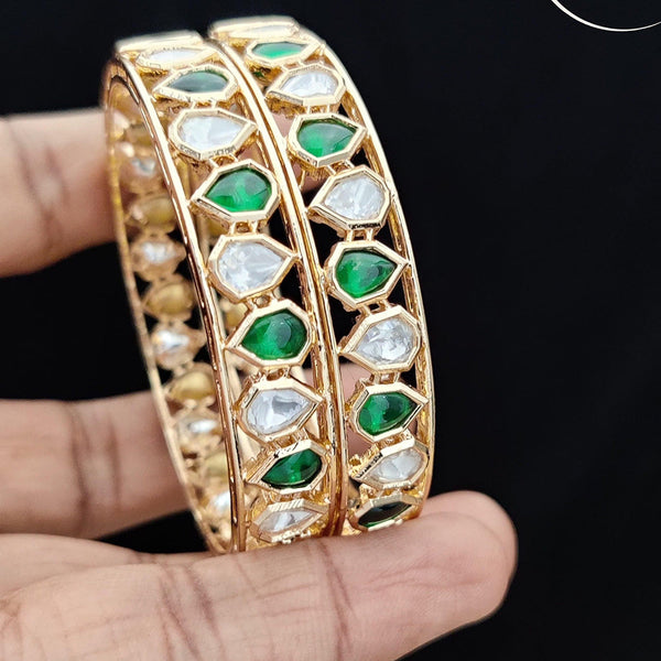 Jewel Addiction Gold Plated Kundan Stone Bangle Set