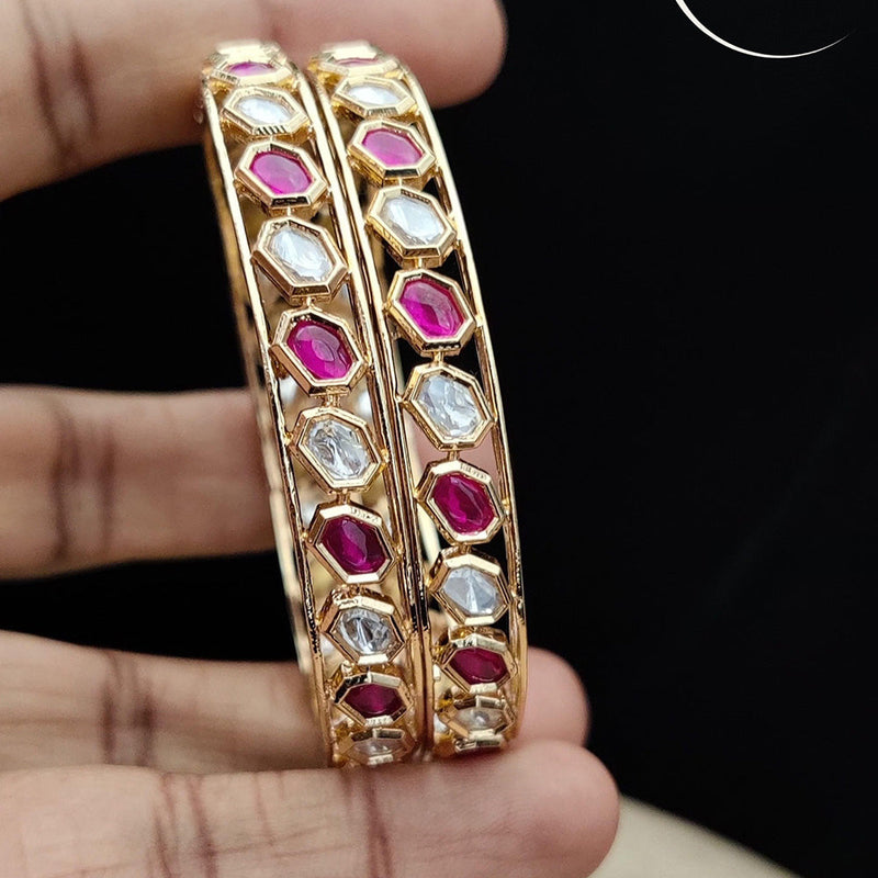 Jewel Addiction Gold Plated Kundan Stone Bangle Set