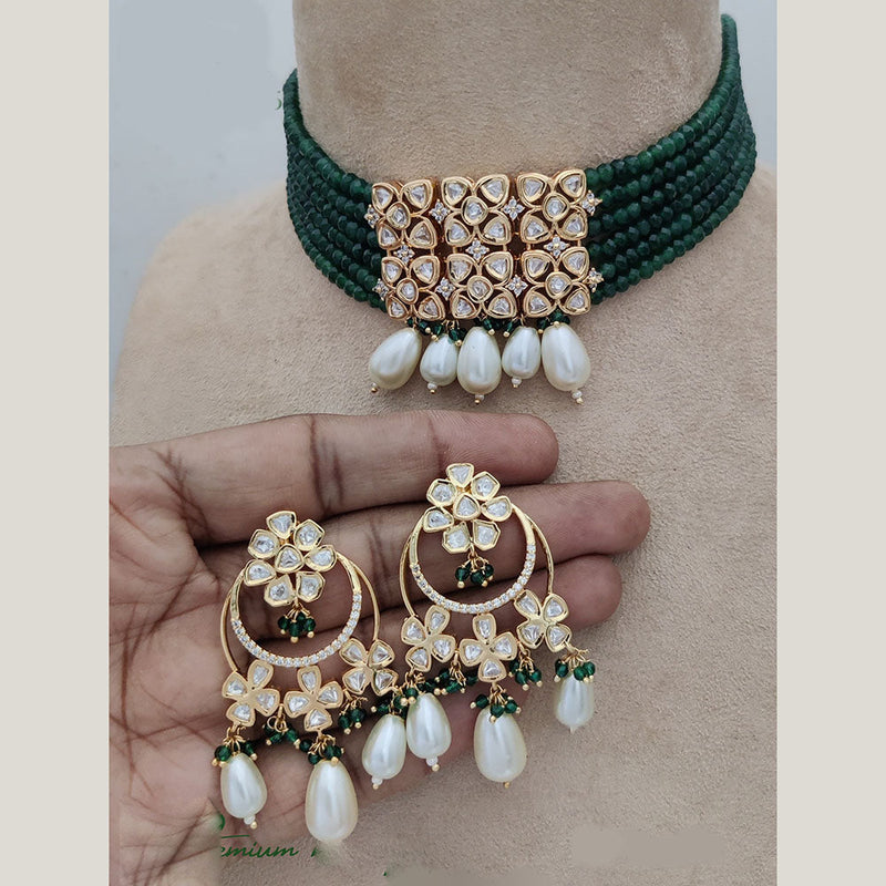 Jewel Addiction Gold Plated Pearl And Polki Kundan Choker Necklace Set