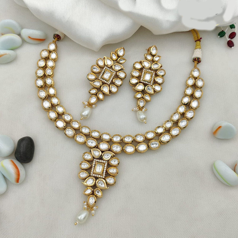 Jewel Addiction Gold Plated Polki Kundan Necklace Set