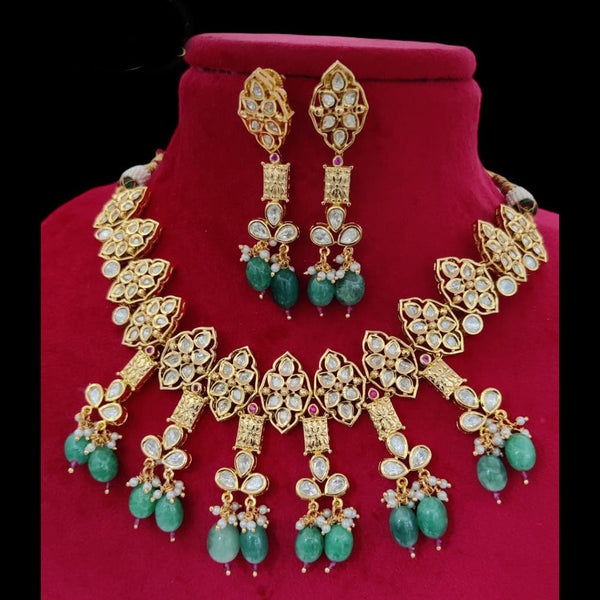 Jewel Addiction Gold Plated Polki Kundan Necklace Set