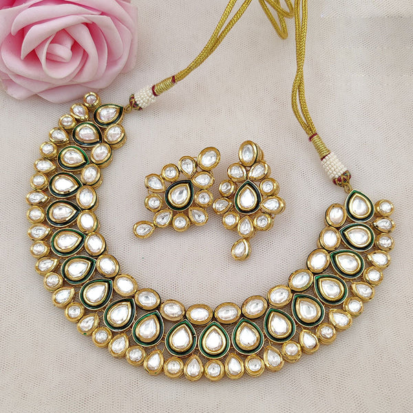 Jewel Addiction Gold Plated Polki Kundan Necklace Set