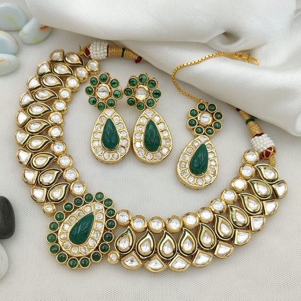 Jewel Addiction Gold Plated Polki Kundan Necklace Set