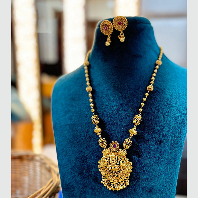 Jewel Addiction Copper Gold Plated Pota Stone Temple Necklace Set