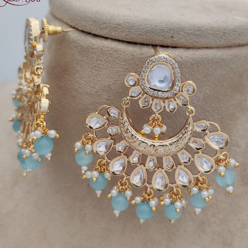 Jewel Addiction Gold Plated Polki Kandan Stone And Pearls Dangler Earrings