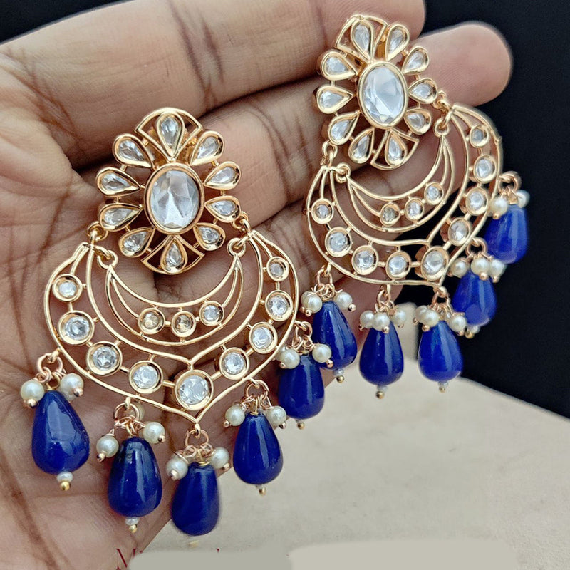 Jewel Addiction Gold Plated Polki Kandan Stone And Pearls Dangler Earrings