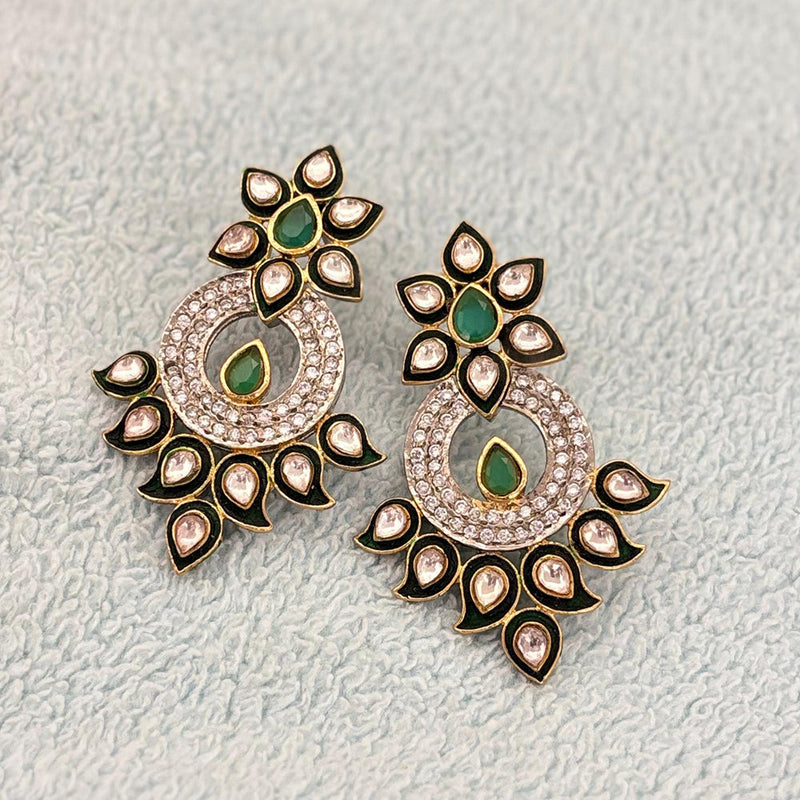 Jewel Addiction Gold Plated Kundan Stone Dangler Earrings