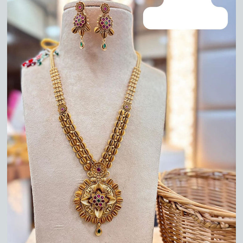 Jewel Addiction Gold Plated Pota Stone Long Necklace Set