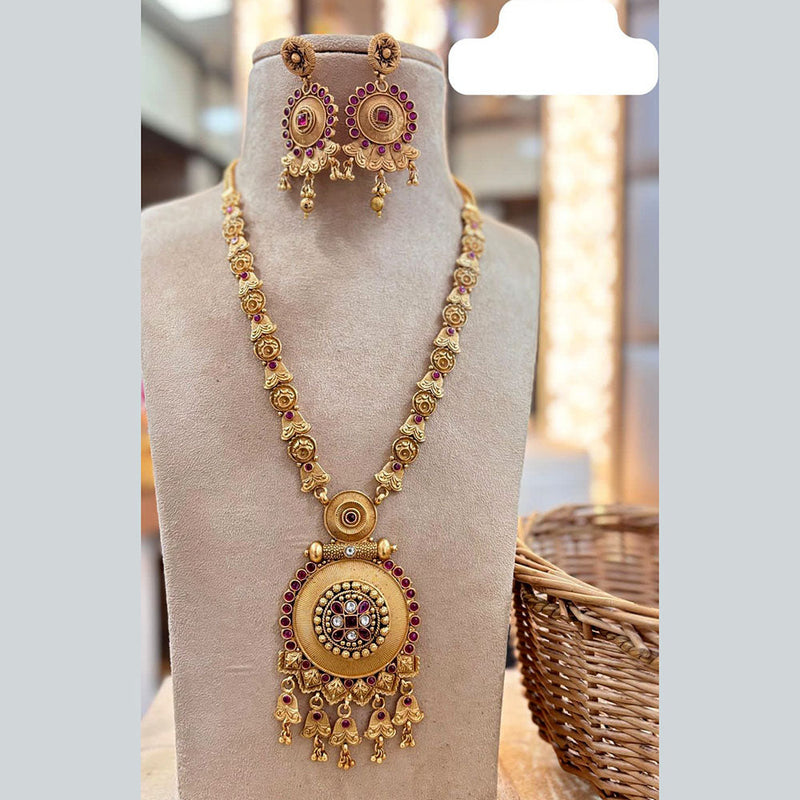 Jewel Addiction Gold Plated Pota Stone Long Necklace Set