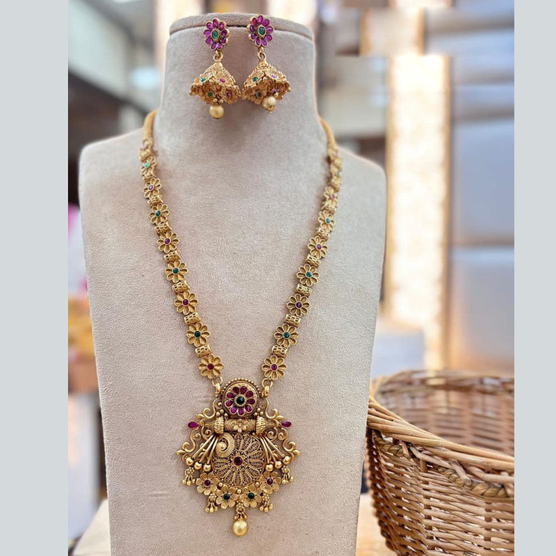 Jewel Addiction Gold Plated Pota Stone Long Necklace Set