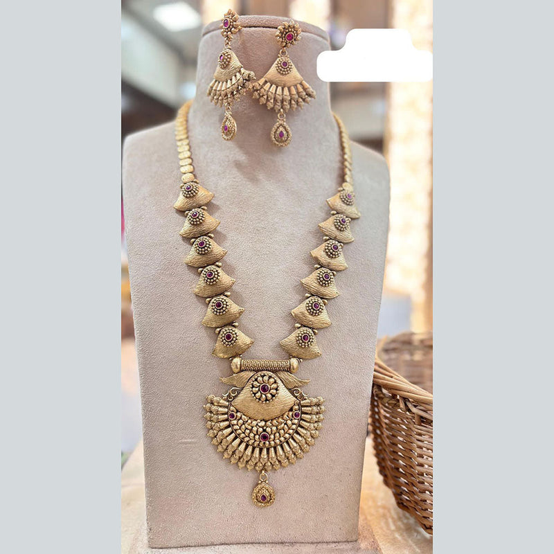 Jewel Addiction Gold Plated Pota Stone Long Necklace Set