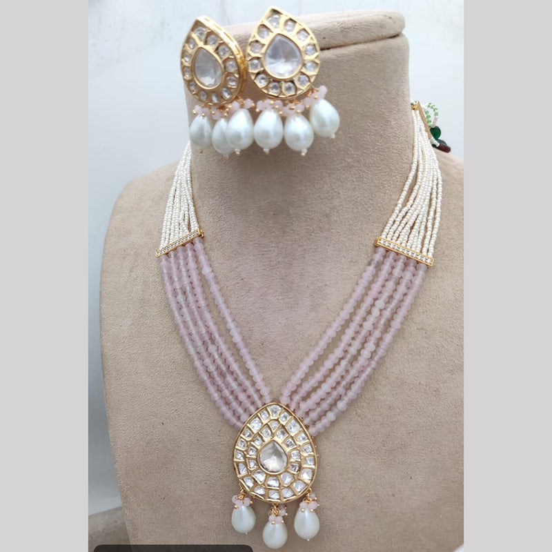 Jewel Addiction Gold Plated Polki Kundan Pearl And Beads Necklace Set